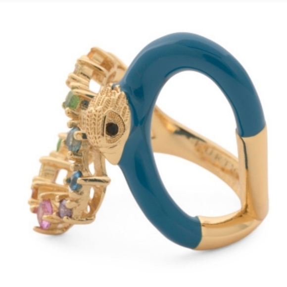 🔹️Kurt Geiger🔹️ rainbow stones Enamel cocktail Ring size 7 and size 8 - Picture 1 of 5